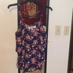 Floral Top with Criss Cross in Back